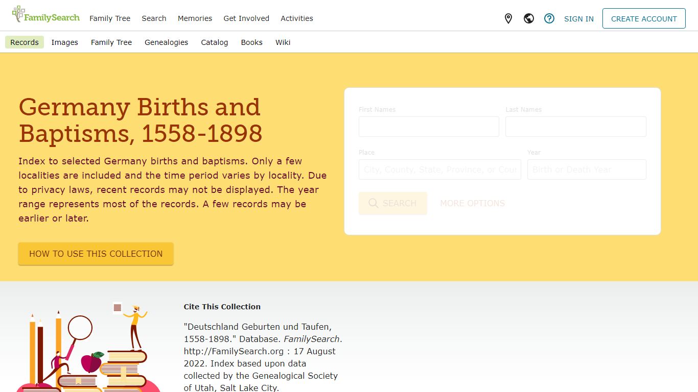 Germany Births and Baptisms, 1558-1898 • FamilySearch