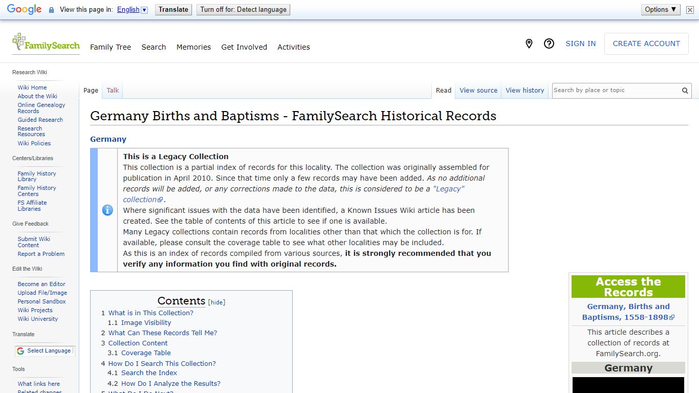 Germany Births and Baptisms - FamilySearch Historical Records