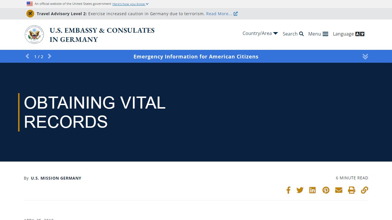 Obtaining Vital Records - U.S. Embassy & Consulates in Germany